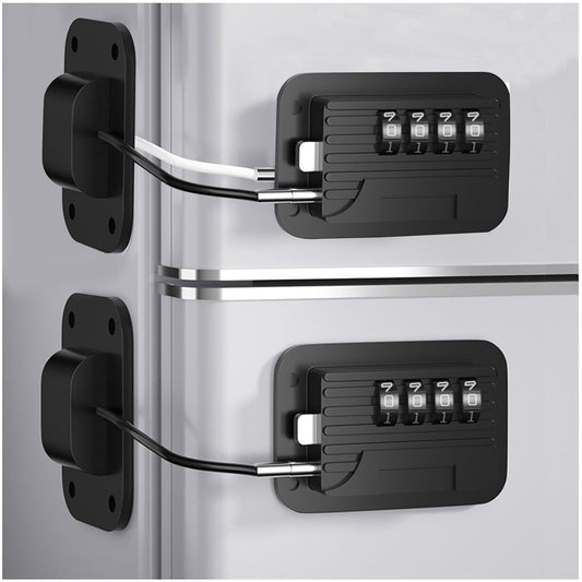 2 Pack Refrigerator Fridge Freezer Door Lock with Password, Child Proof Refrigerator Door Lock for Kitchen Refrigerator, Cabinets and Drawers, Closets, Windows, Doors-No Tools Need or Drill