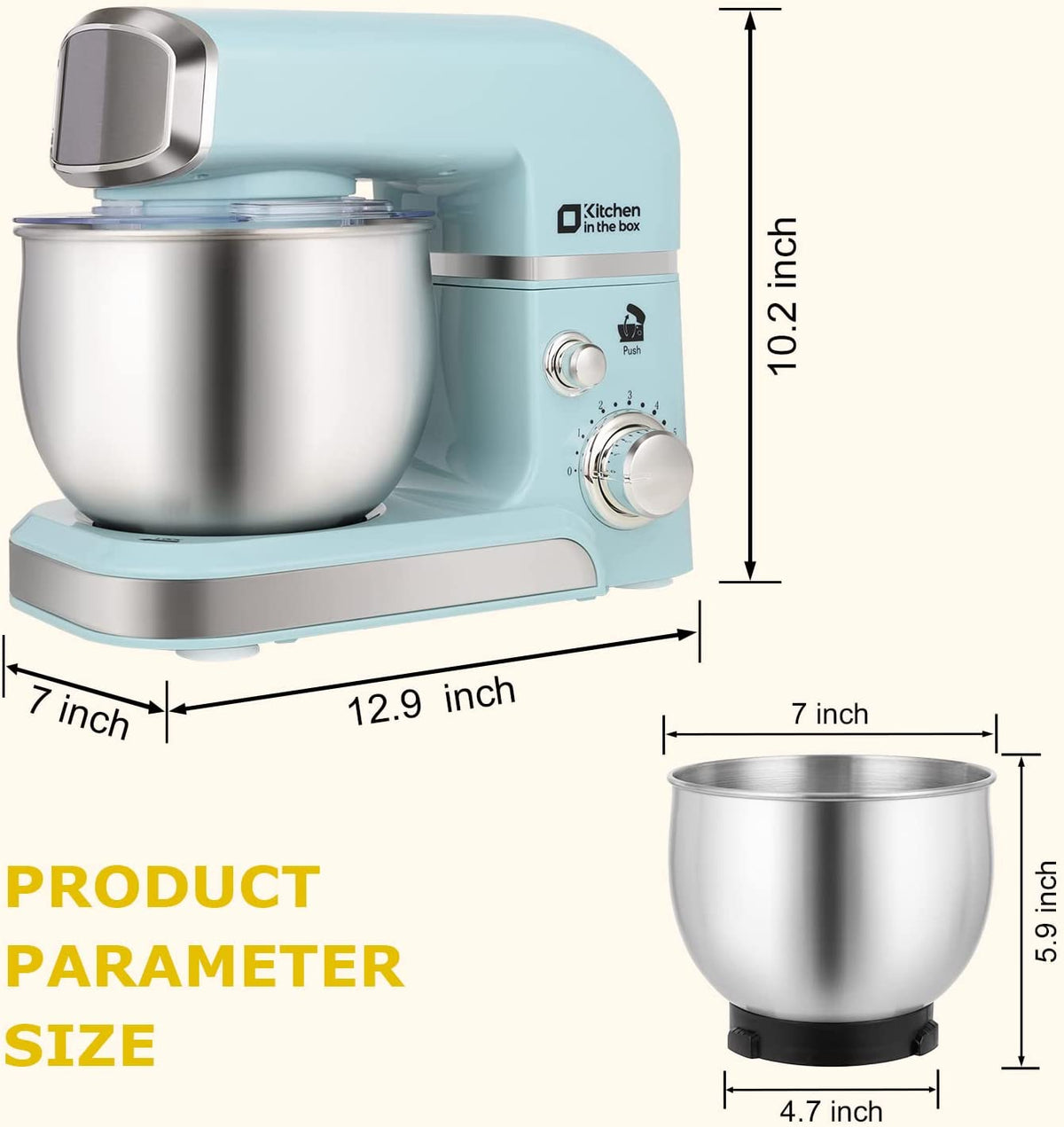 Stand Mixer,3.2Qt Small Electric Food Mixer,6 Speeds Portable Lightweight Kitchen Mixer for Daily Use with Egg Whisk,Dough Hook,Flat Beater (Blue)