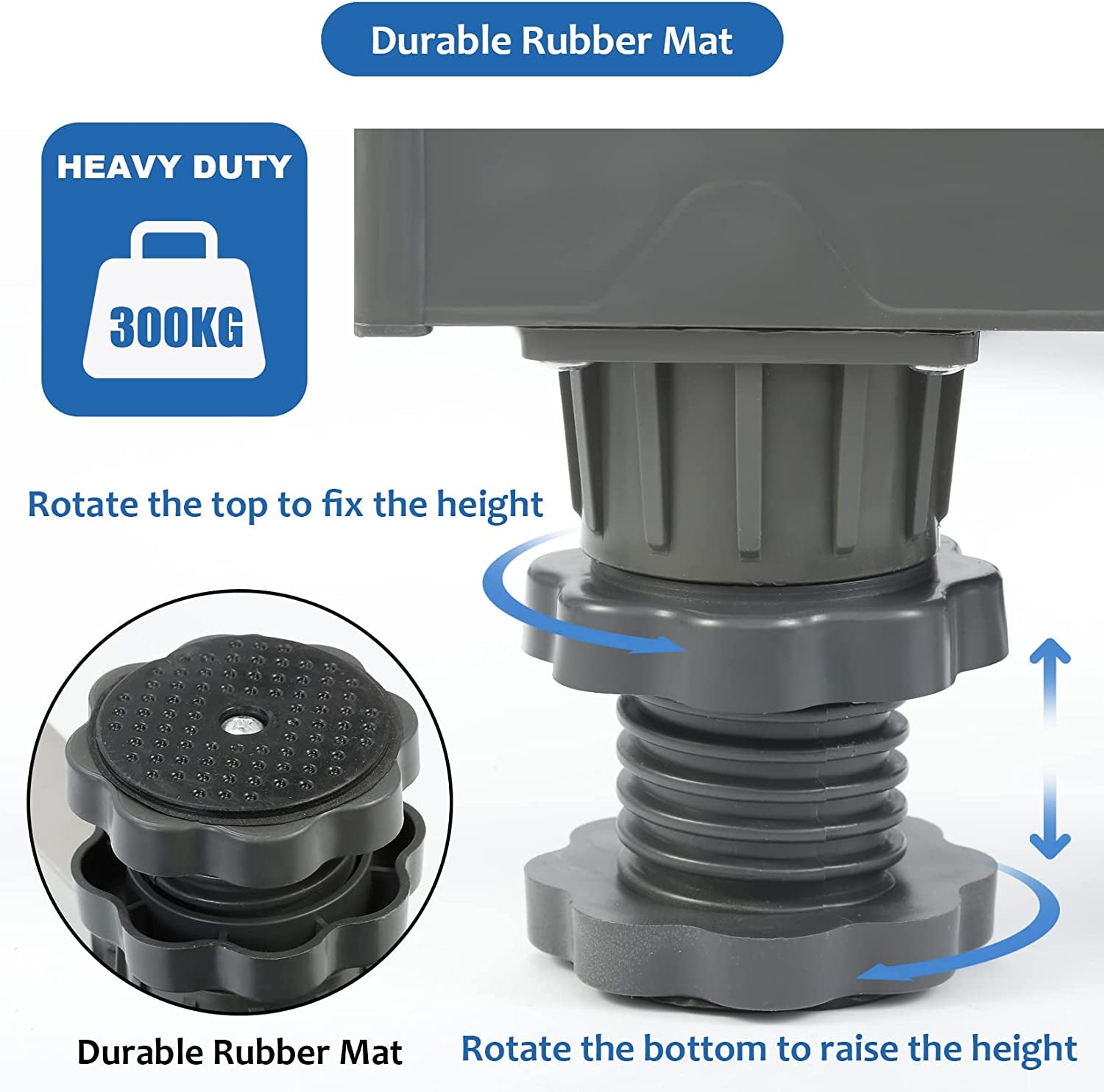 WBD WEIBIDA Washing Machine Base Stand with 4 Locking Wheels & 8 Strong Feet, Mini Fridge Stand Adjustable Flat Dolly Cart Mobile Base for Washer, Dryer, Refrigerator, Furniture and Appliance
