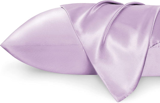 Satin Pillowcase Standard Set of 2 - Lavender Silky Pillow Cases for Hair and Skin 20X26 Inches, Pillow Covers with Envelope Closure, Similar to Silk Pillow Cases, Gifts for Women Men