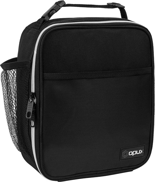 Premium Insulated Lunch Box, Soft School Lunch Bag for Kids Boys Girls, Leakproof Small Lunch Pail Men Women Work, Reusable Compact Cooler Tote Lunchbox for Office Adult, Black
