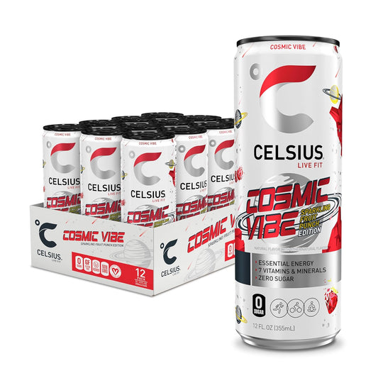 Sparkling Cosmic Vibe, Functional Essential Energy Drink 12 Fl Oz (Pack of 12)