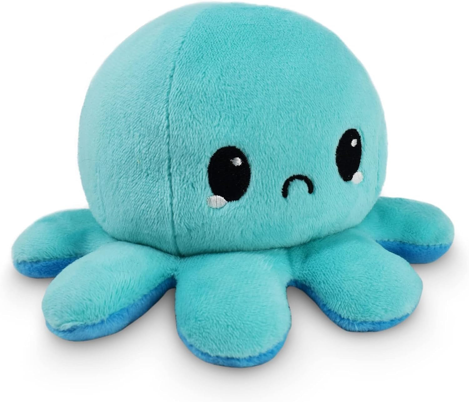 - the Original Reversible Octopus Plushie - Happy Blue + Sad Light Blue - Cute Sensory Fidget Stuffed Animals That Show Your Mood 4 Inch