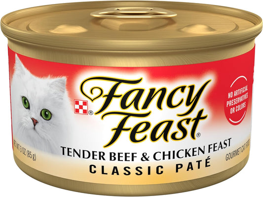Tender Beef and Chicken Feast Classic Grain Free Wet Cat Food Pate - 3 Oz. Can