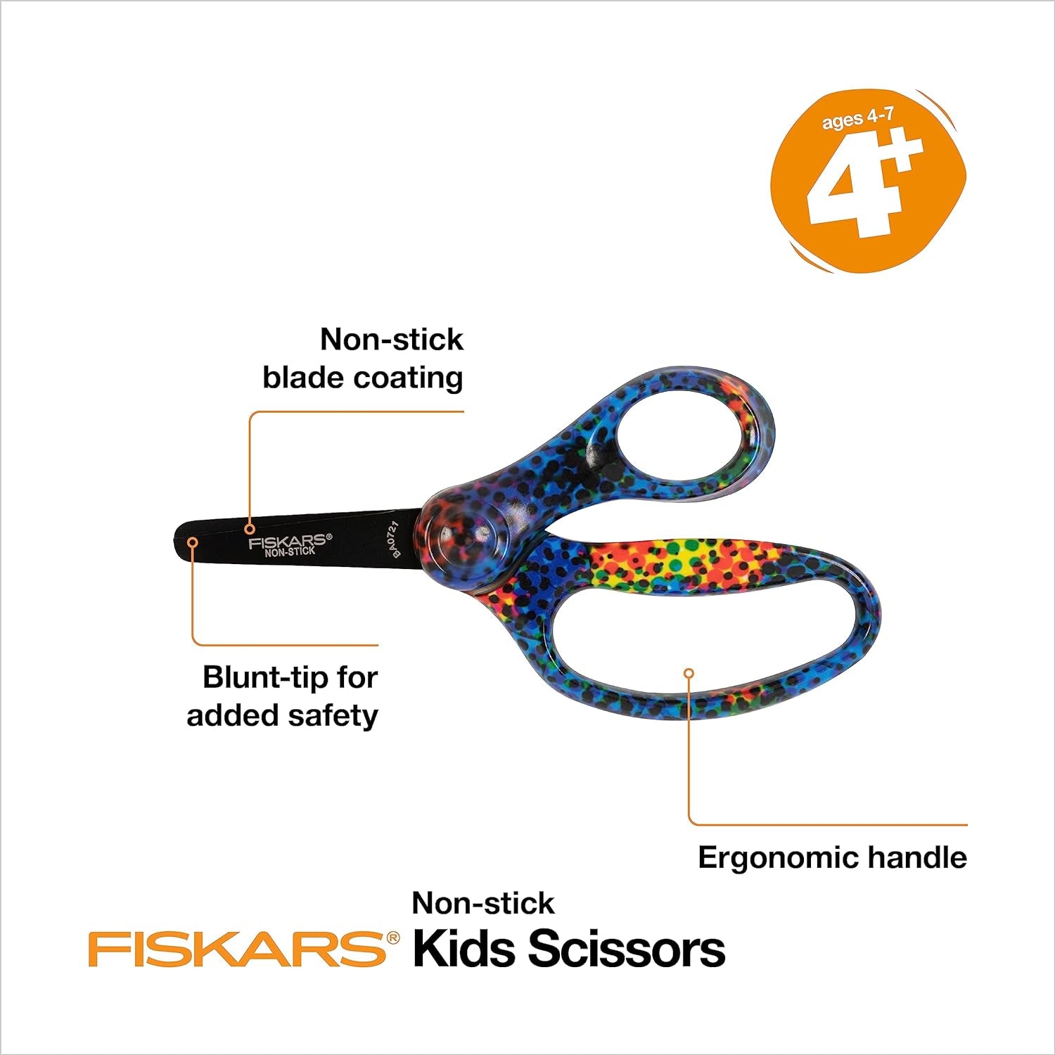 ® Designer Non-Stick Blunt-Tip Kids Scissors, Bright Pixels (5 In.)