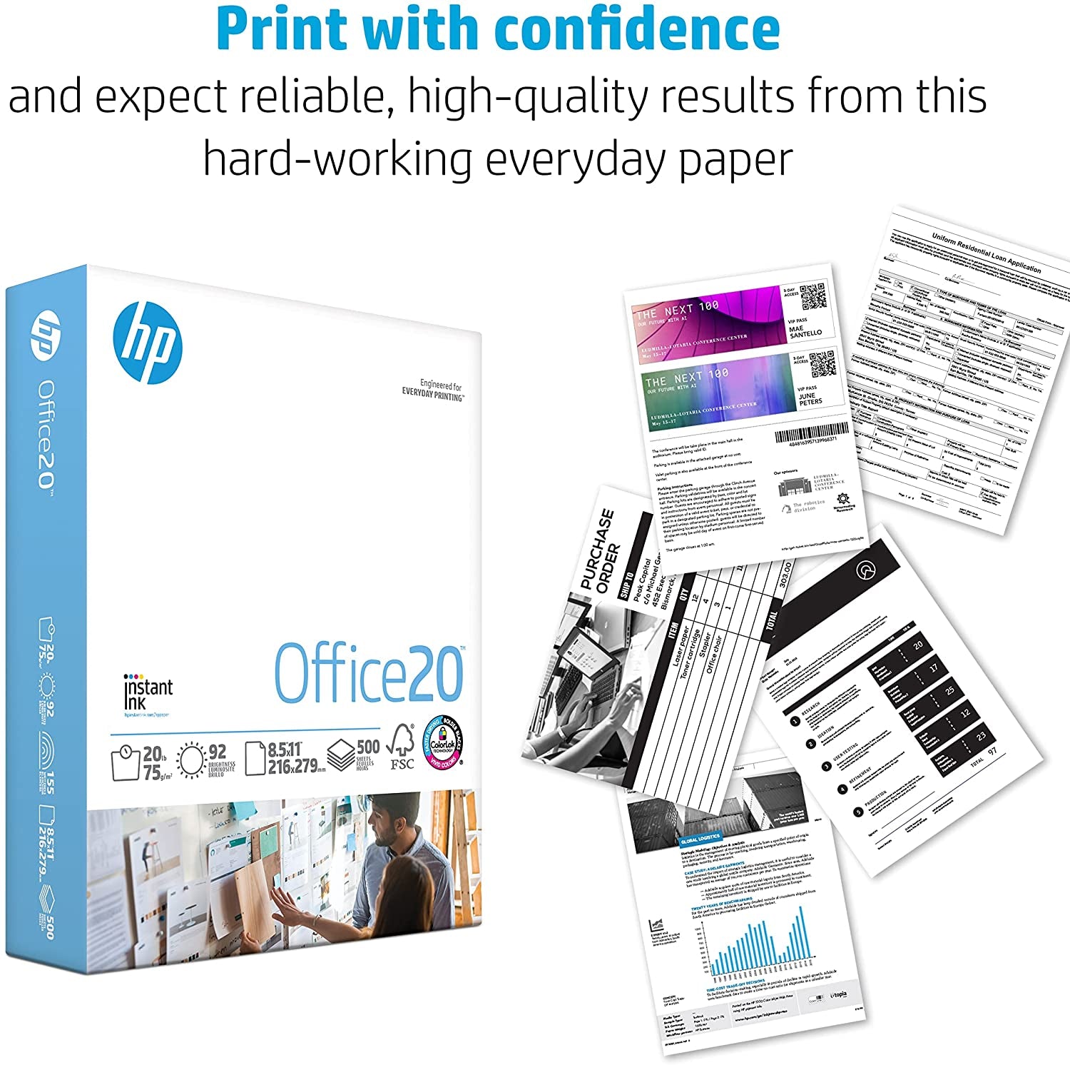 | 8.5 X 11 Paper | Office 20 Lb | 5 Ream Case - 2500 Sheets | 92 Bright | Made in USA-FSC Certified | 112150C