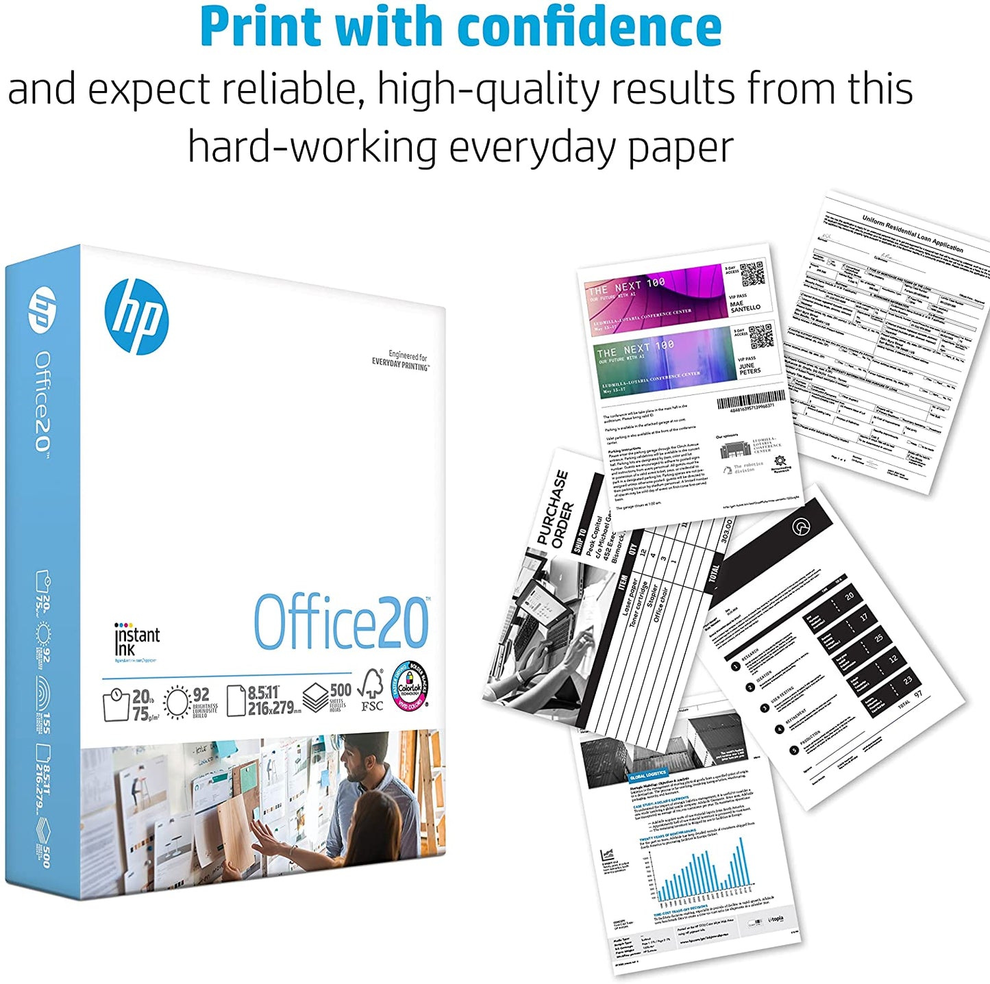 | 8.5X11 Paper |Office 20 Lb | 1 Ream - 500 Sheets | 92 Bright | Made in USA - FSC Certified | 112150R