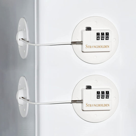 Refrigerator Lock Combination, Child Proof Fridge Lock Combo, Freezer Lock Child Proof - Take Care of Your Family with Fridge Locks for Kids by  - No Keys Needed (White & Round, 2Pcs)