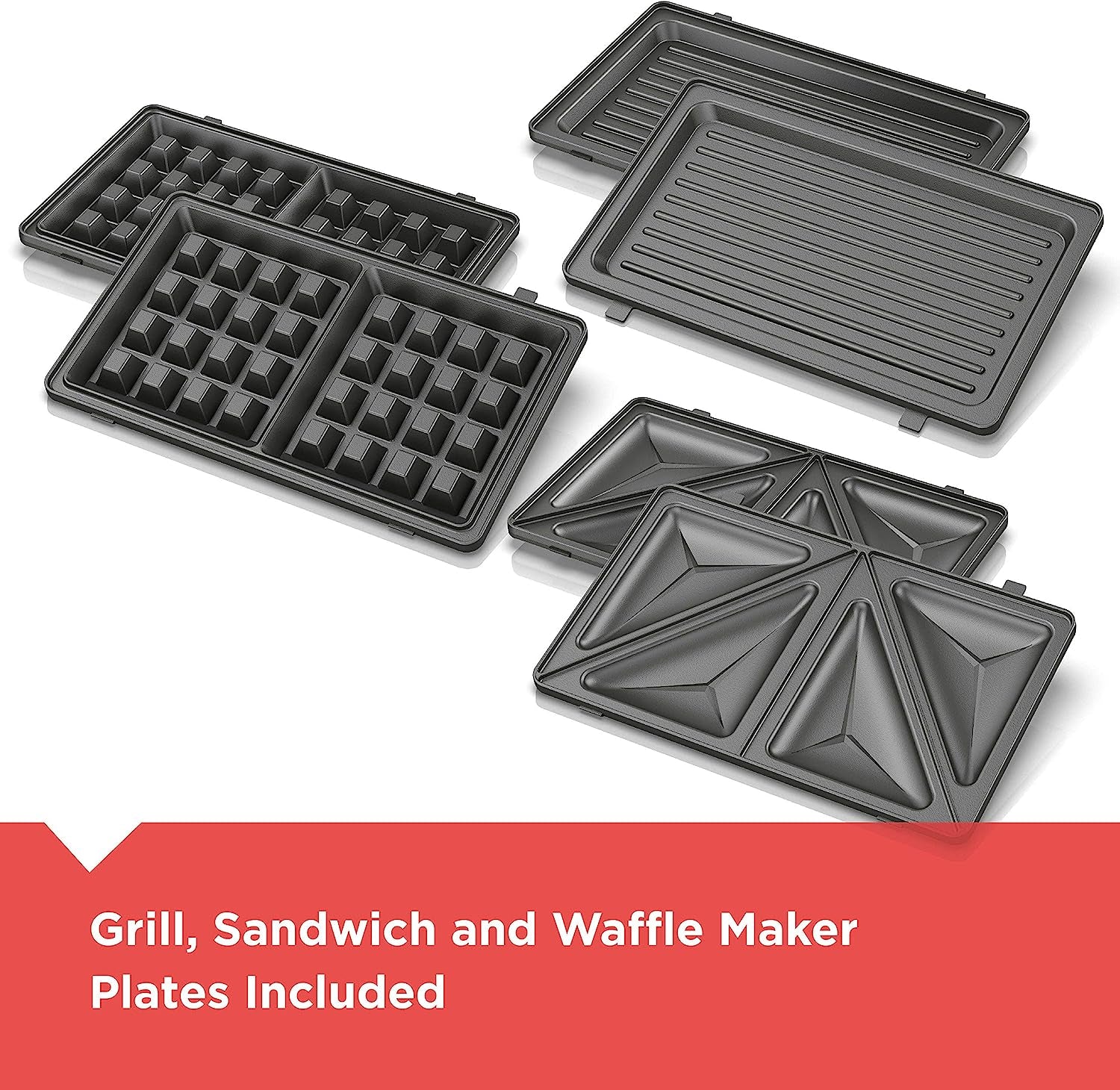 3-In-1 WM2000SD 3-In-1 Waffle, Grill & Sandwich Maker, Compact Design, Black/Silver
