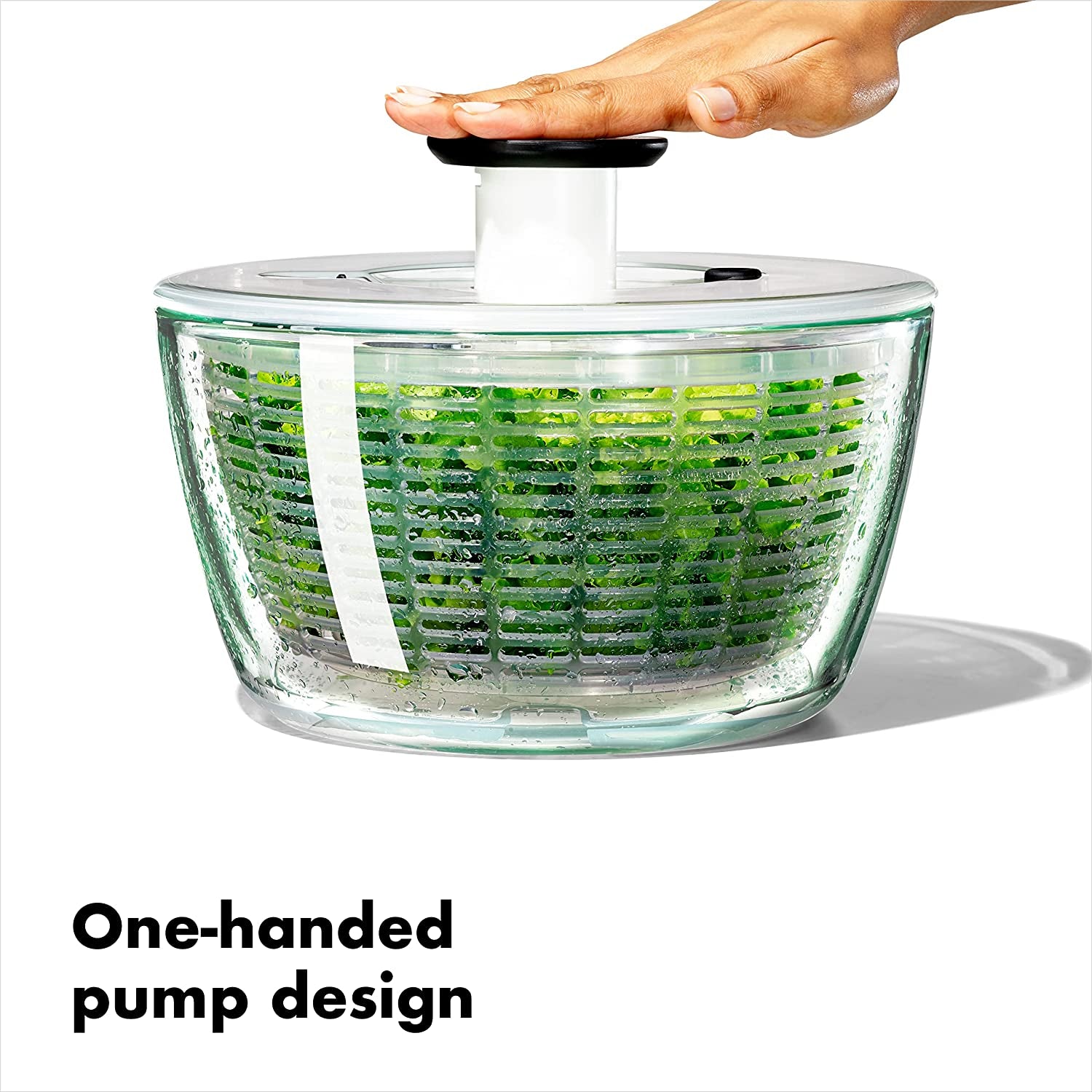 Good Grips Glass Salad Spinner, Large/6.22 Quart, Clear