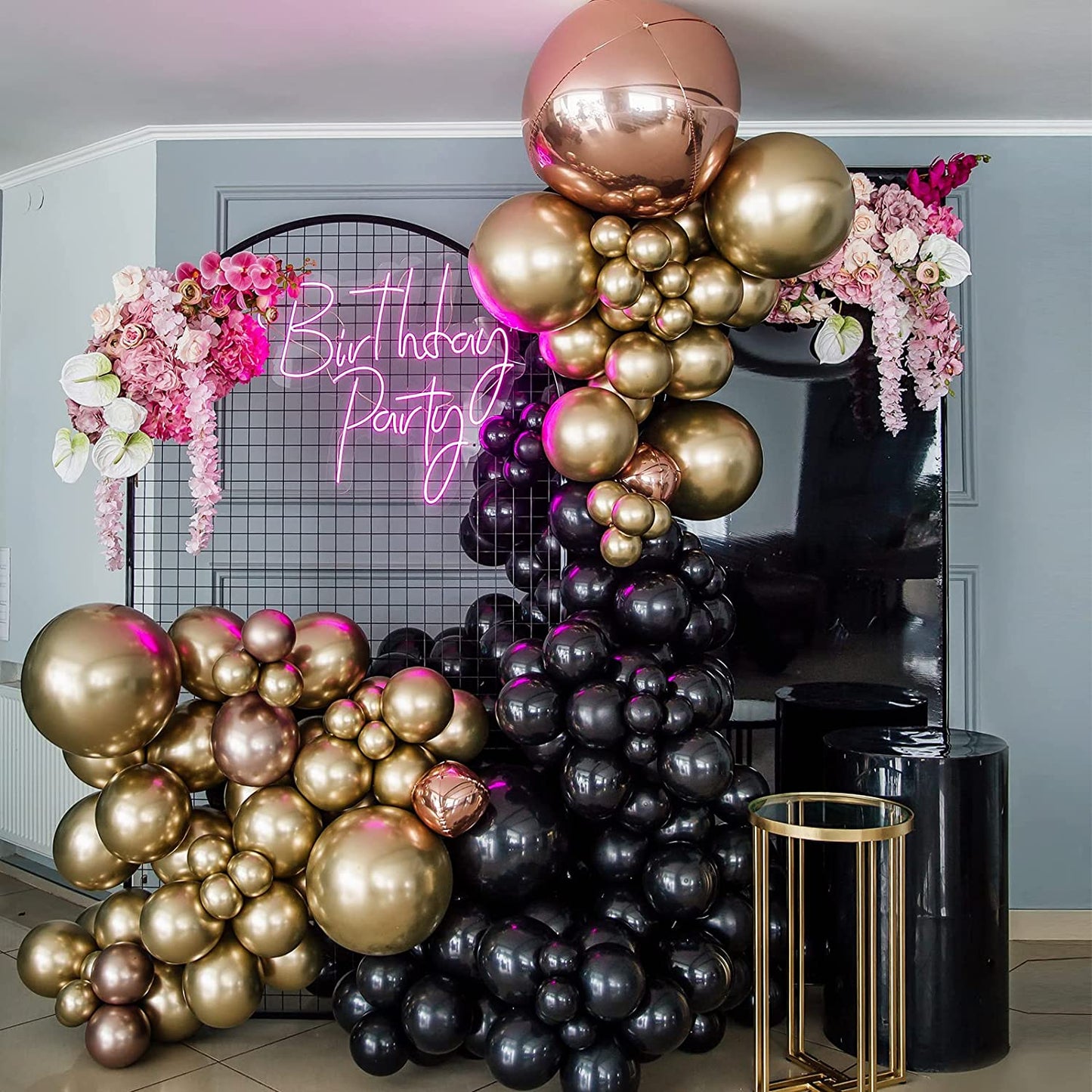 129Pcs Black Balloons Latex Balloons Different Sizes 18 12 10 5 Inch Party Balloon Kit for Birthday Party Graduation Baby Shower Wedding Holiday Balloon Decoration