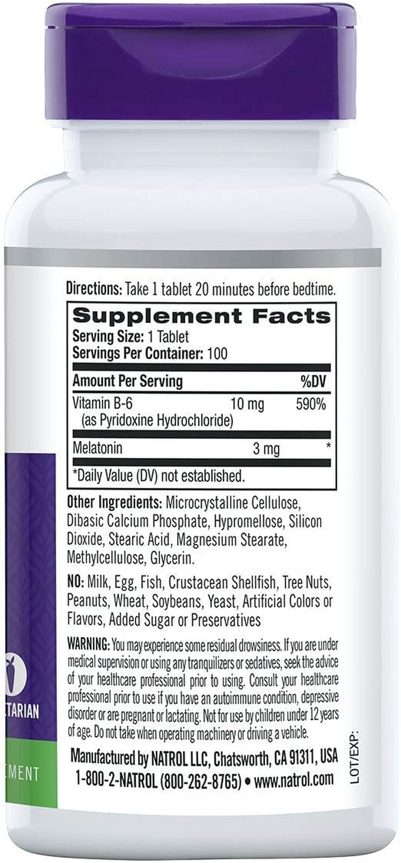 Melatonin Time Release, 3 Mg, 100 Tablets