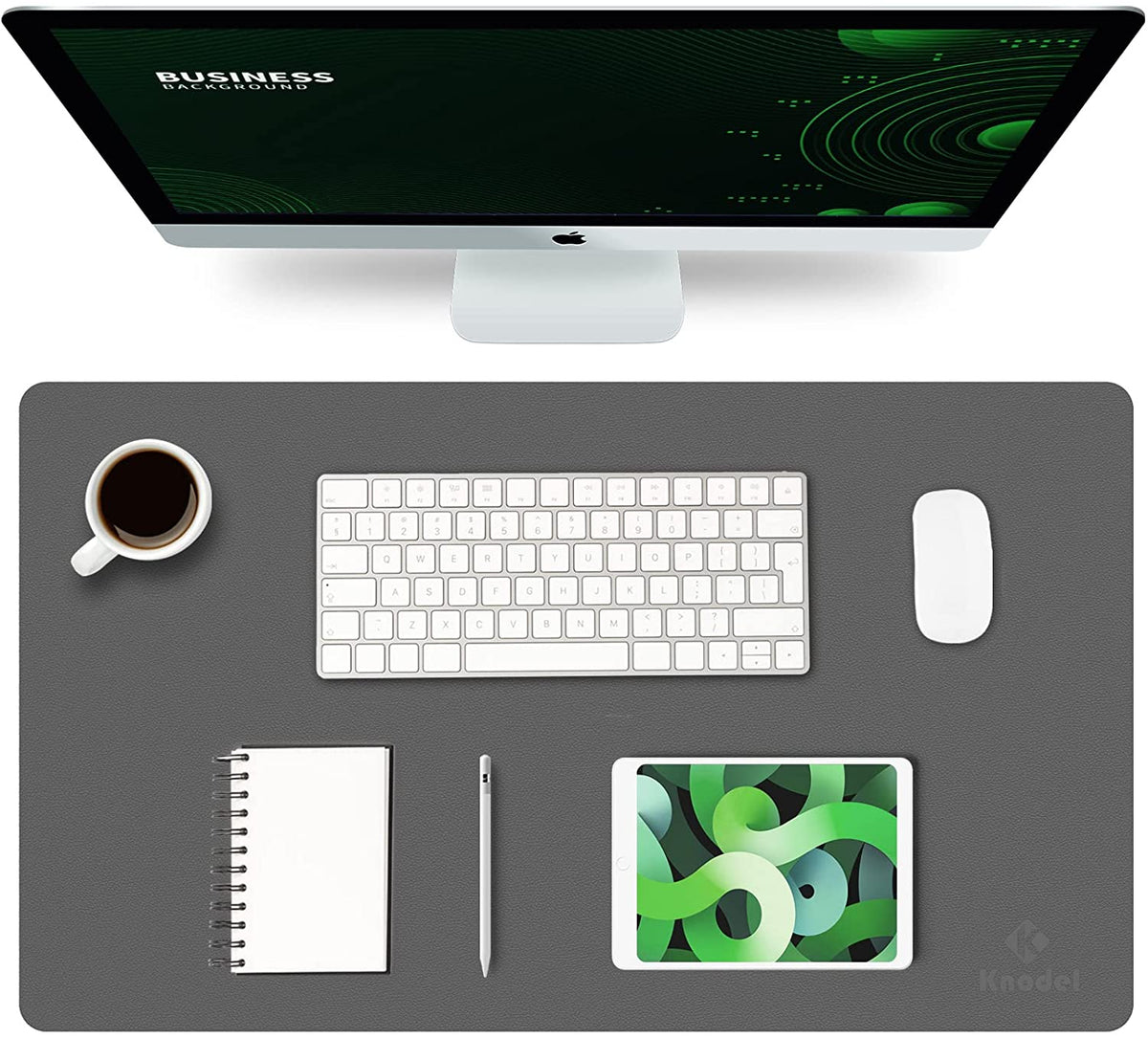 Desk Mat, Mouse Pad, Desk Pad, Waterproof Desk Mat for Desktop, Leather Desk Pad for Keyboard and Mouse, Desk Pad Protector for Office and Home (Dark Gray, 23.6" X 13.8")