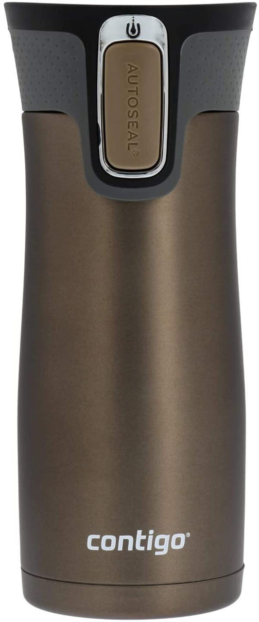 West Loop Stainless Steel Vacuum-Insulated Travel Mug with Spill-Proof Lid, Keeps Drinks Hot up to 5 Hours and Cold up to 12 Hours, 16Oz Latte