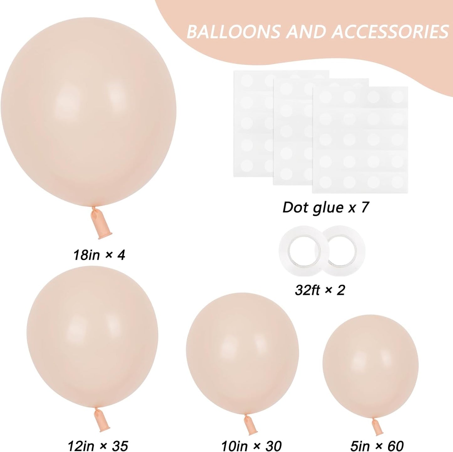 129Pcs Pastel Orange Balloons Different Sizes 18 12 10 5 Inch Latex Balloon Garland Arch for Party Decoration Birthday Gender Reveal Wedding Anniversary Baby Shower Party Supplies