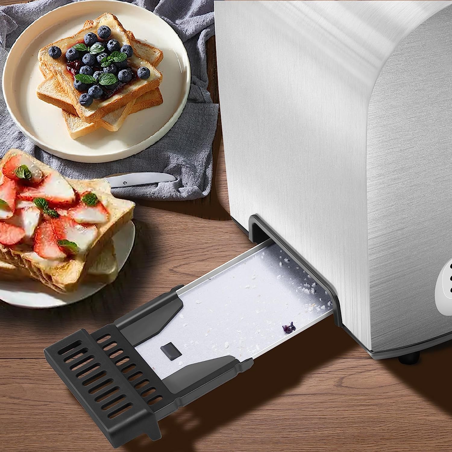2 Slice Slot Toaster, Stainless Steel, Extra-Wide Slot Toaster with 7 Shade Settings, Silver Metallic