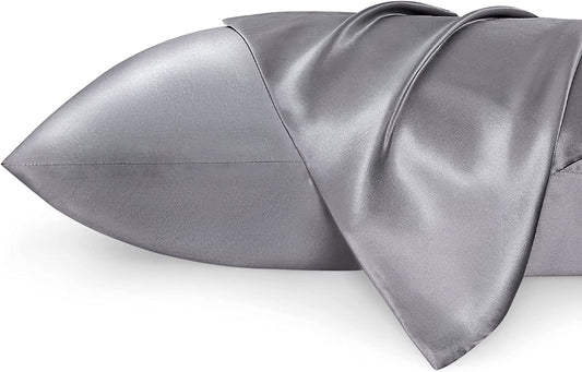 Satin Pillowcase Standard Set of 2 - Dark Grey Silky Pillow Cases for Hair and Skin 20X26 Inches, Pillow Covers with Envelope Closure, Similar to Silk Pillow Cases, Gifts for Women Men