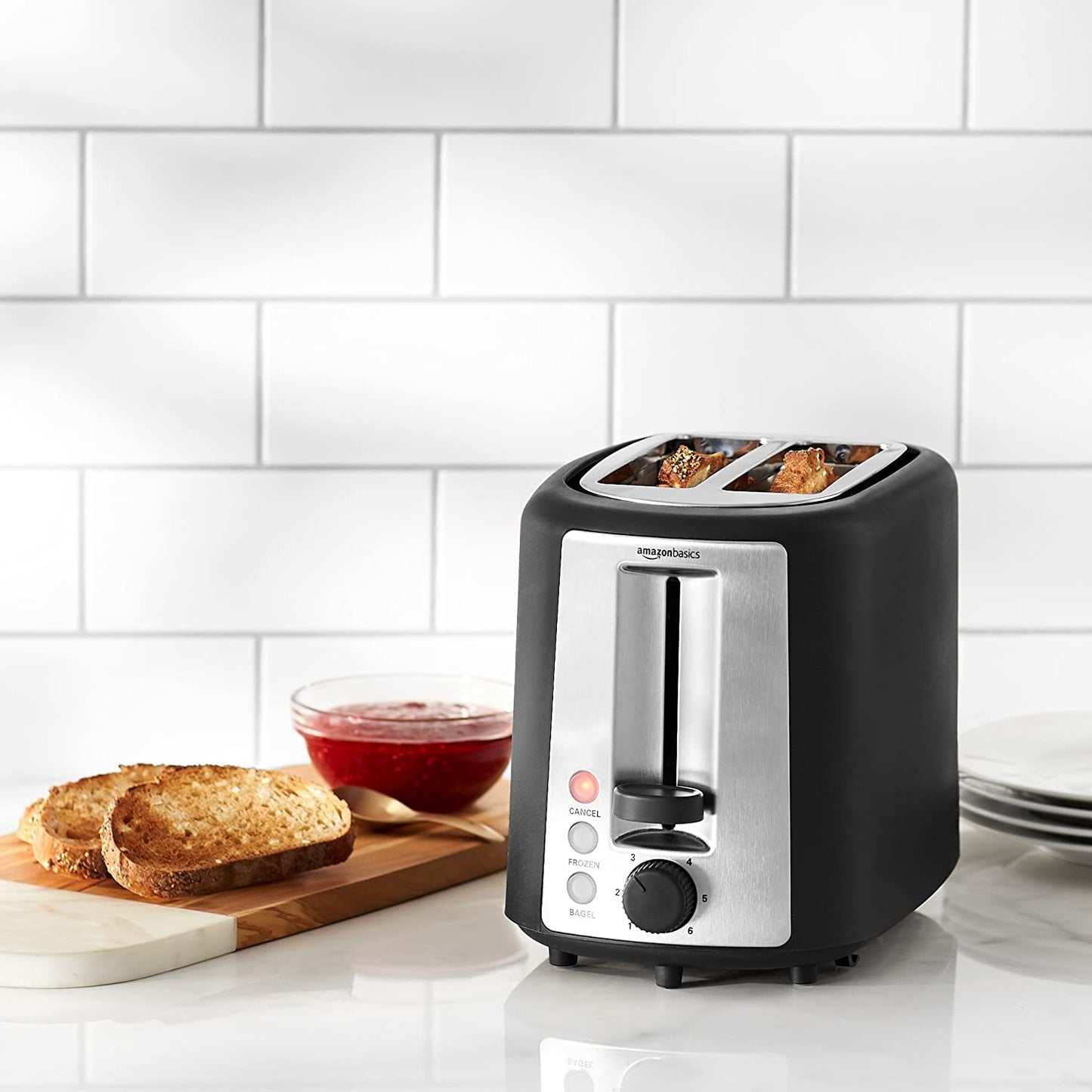 2 Slice, Extra-Wide Slot Toaster with 6 Shade Settings, Black & Silver