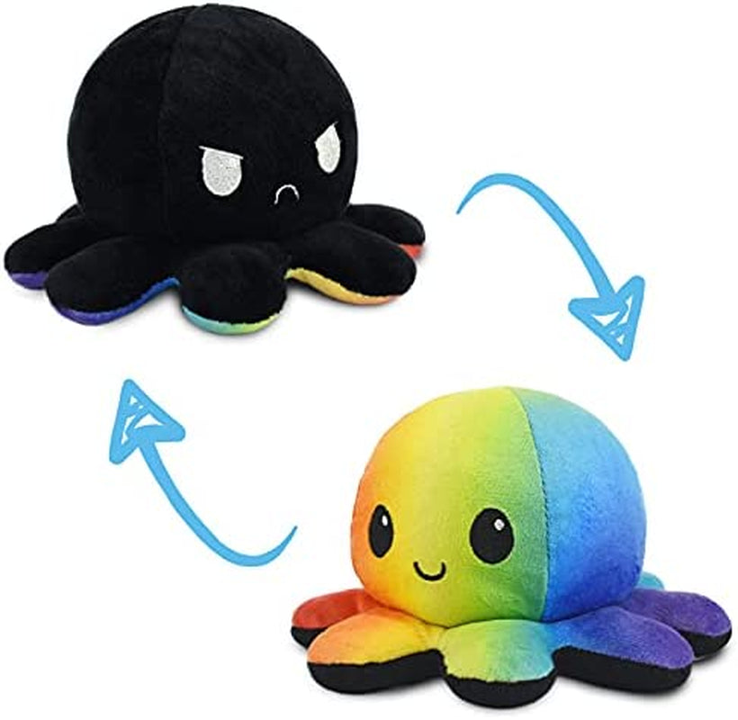 - the Original Reversible Octopus Plushie - Black + Rainbow - Cute Sensory Fidget Stuffed Animals That Show Your Mood