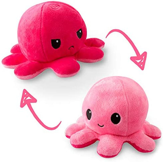 - the Original Reversible Octopus Plushie - Light Pink + Dark Pink - Cute Sensory Fidget Stuffed Animals That Show Your Mood 4 Inch