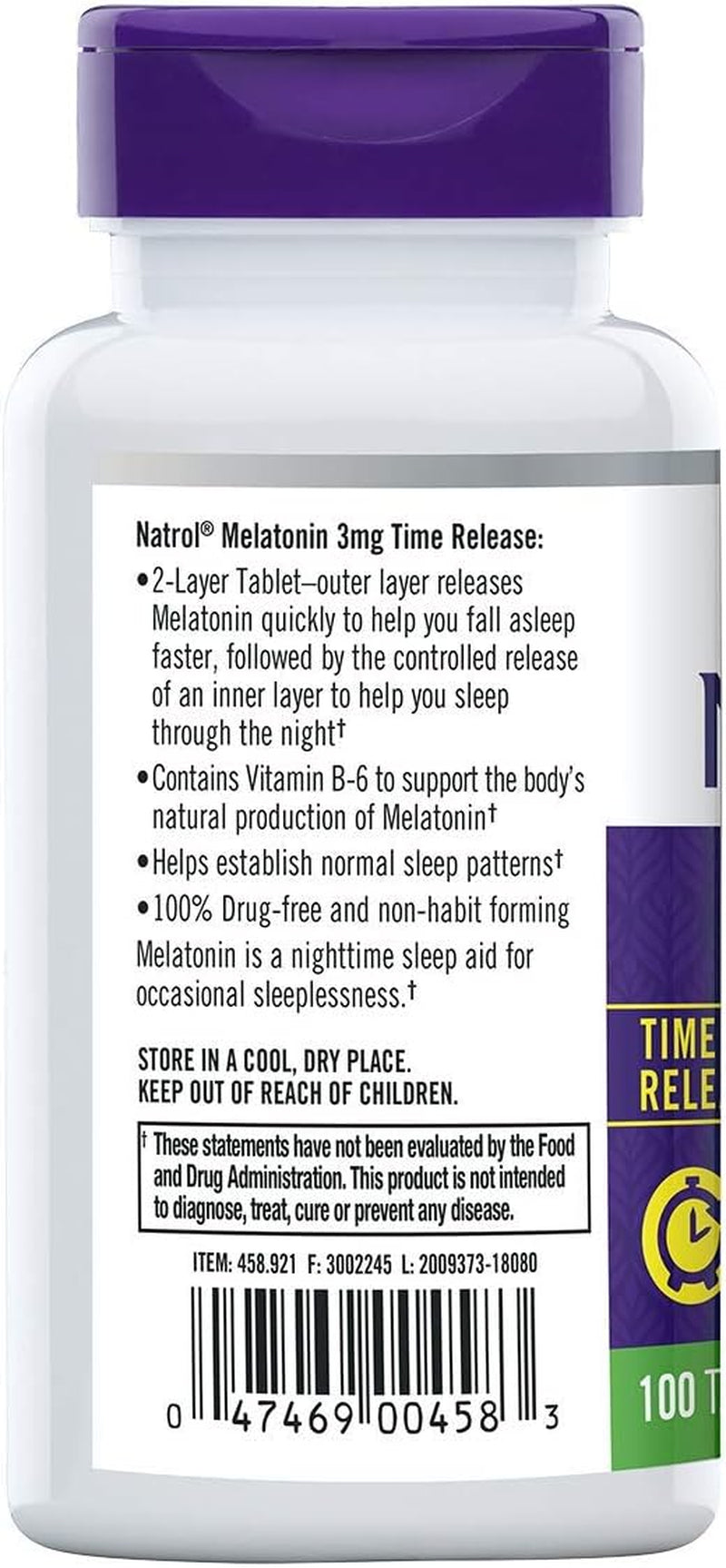 Melatonin Time Release, 3 Mg, 100 Tablets