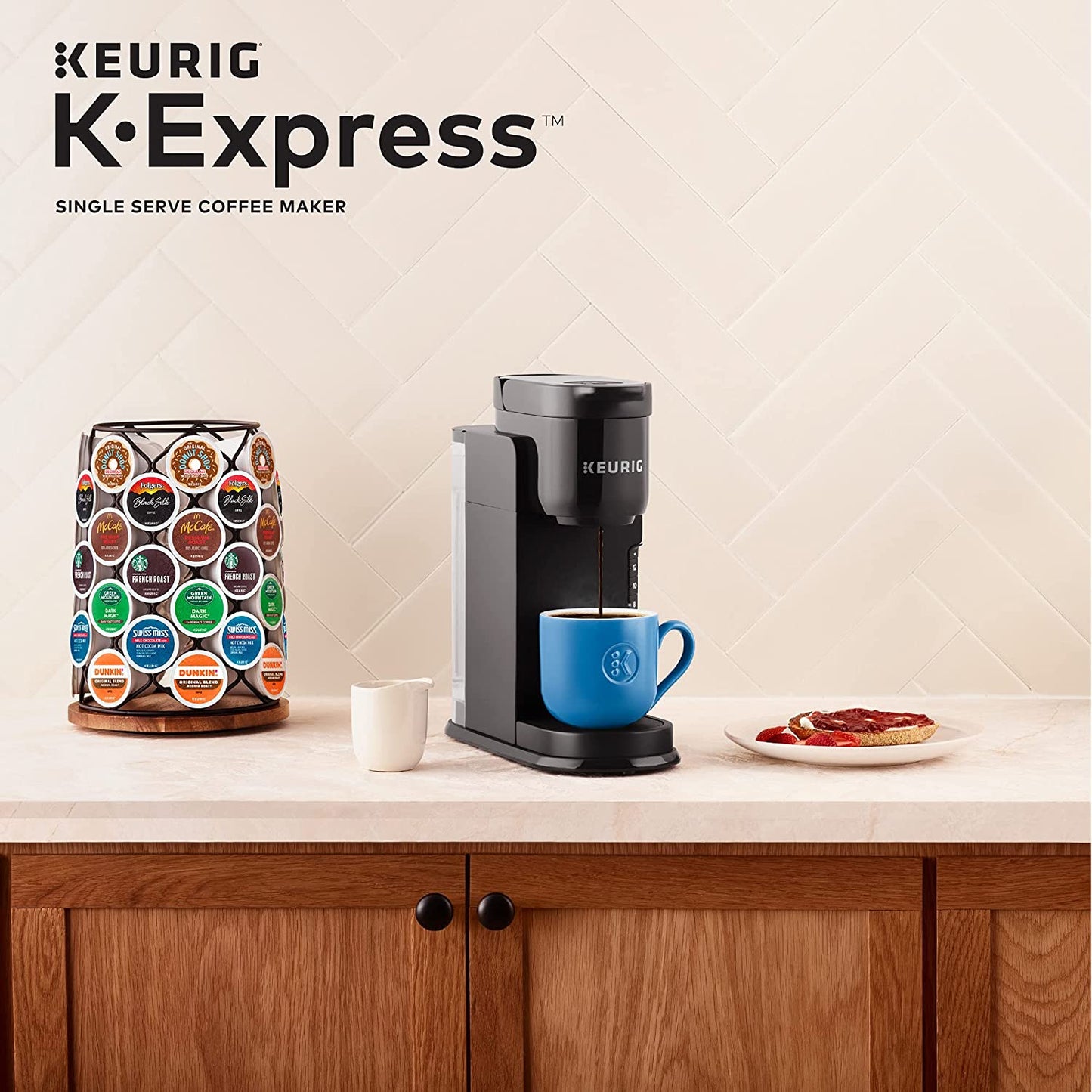 K-Express Coffee Maker, Single Serve K-Cup Pod Coffee Brewer, Black, 12.8” L X 5.1” W X 12.6” H