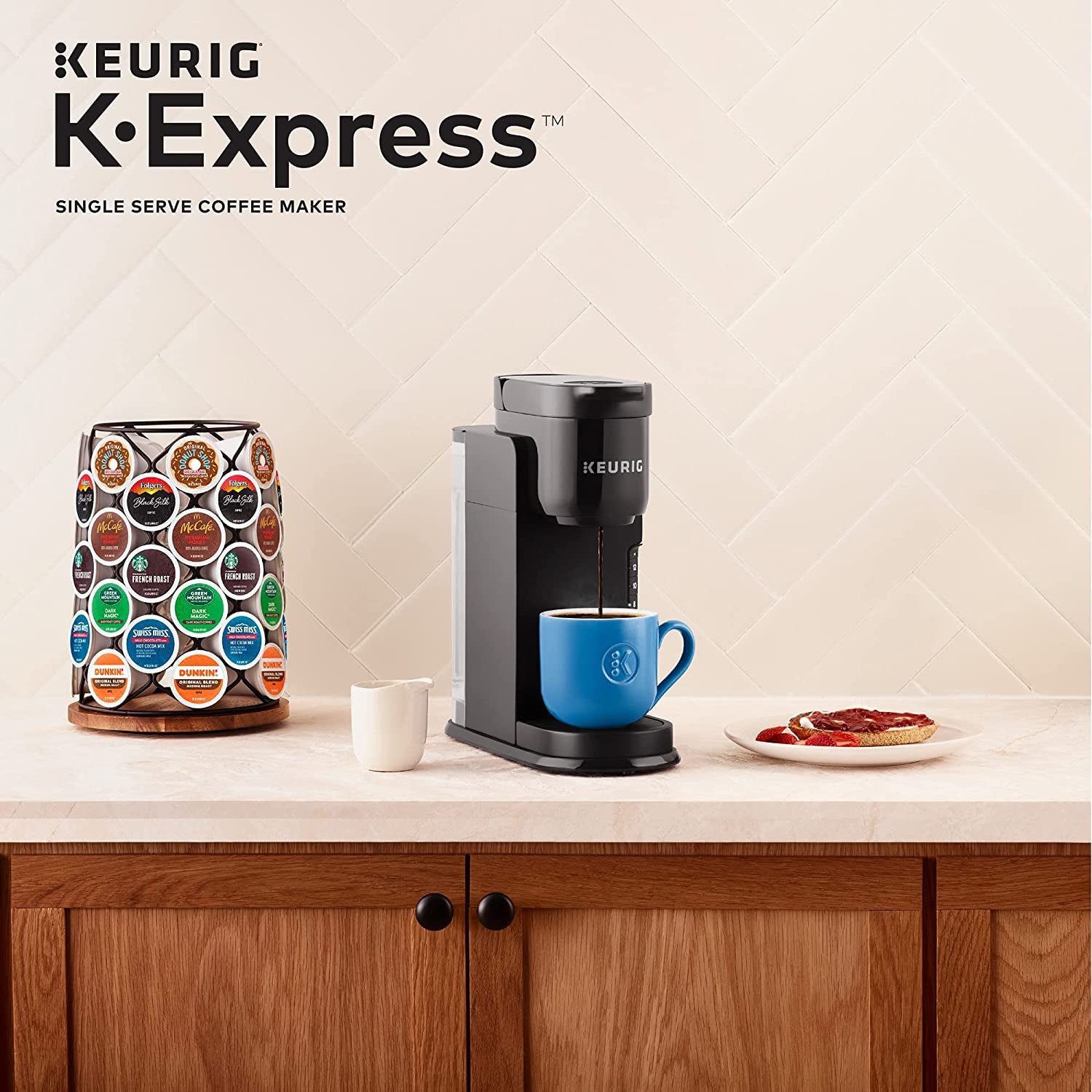 K-Express Coffee Maker, Single Serve K-Cup Pod Coffee Brewer, Black, 12.8” L X 5.1” W X 12.6” H