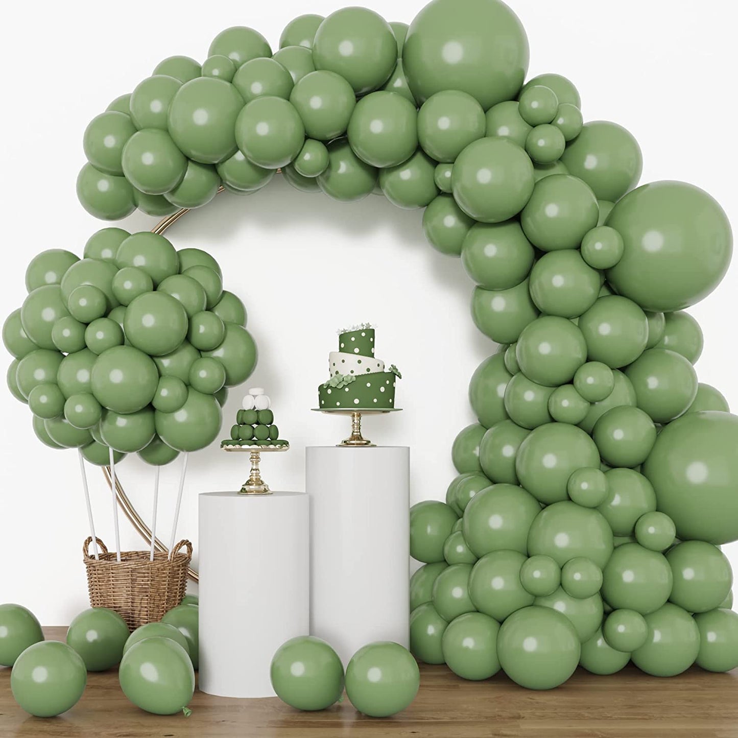 129Pcs Sage Green Balloons Latex Balloons Different Sizes 18 12 10 5 Inch Olive Green Party Balloon Kit for Birthday Party Graduation Baby Shower Wedding Holiday Balloon Decoration