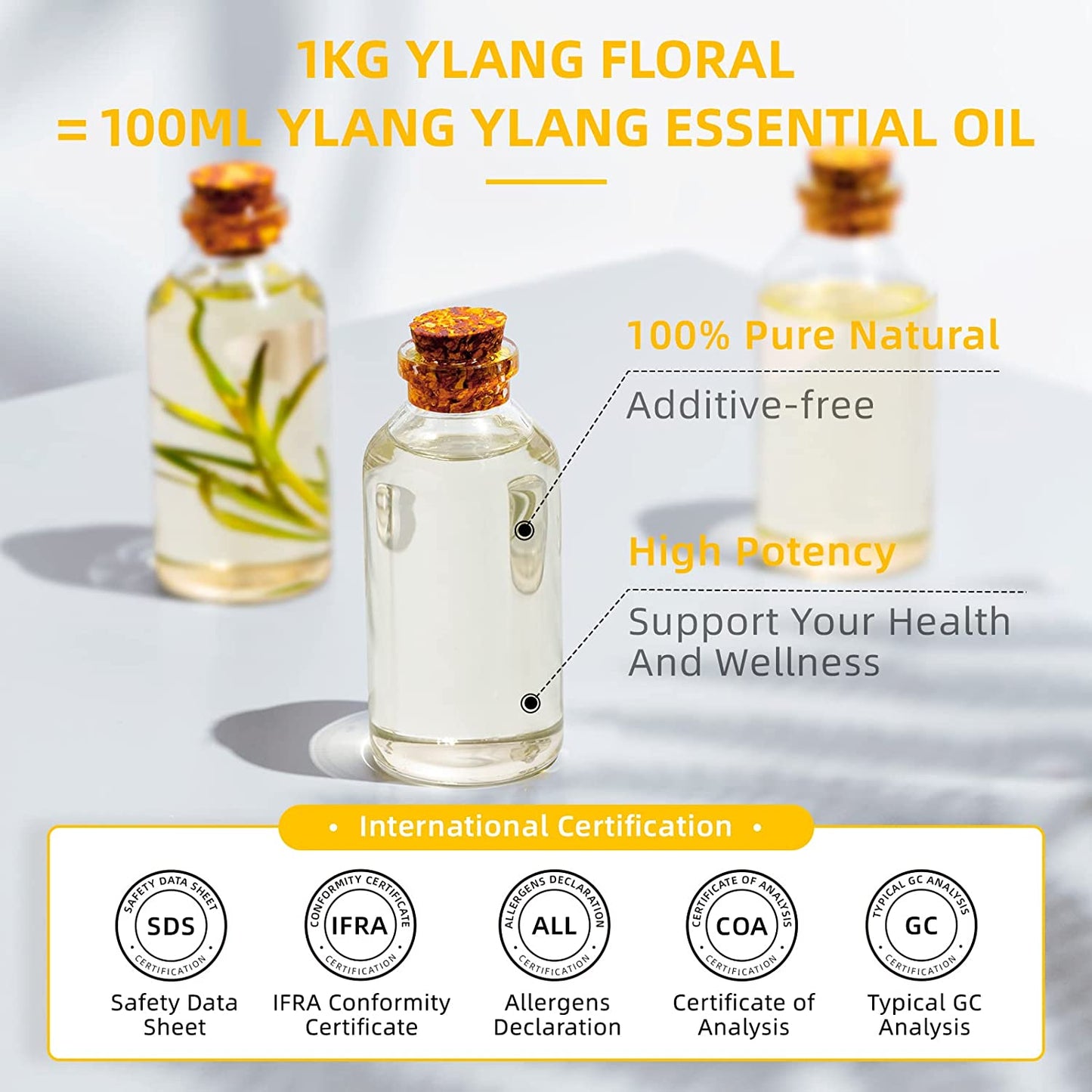 Ylang Ylang Essential Oil, Fragrance and Lasting for Diffuser,Aromatherapy,Massage-10Ml