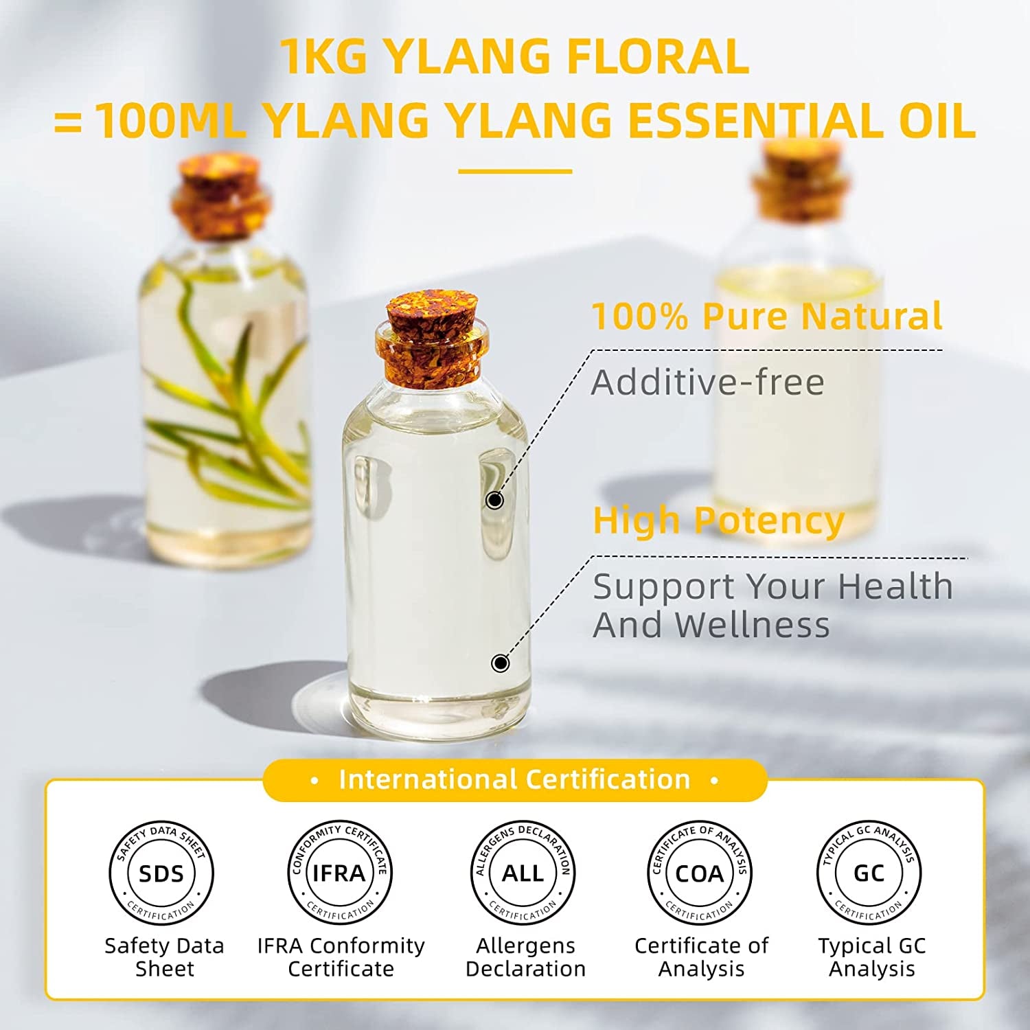 Ylang Ylang Essential Oil, Fragrance and Lasting for Diffuser,Aromatherapy,Massage-10Ml