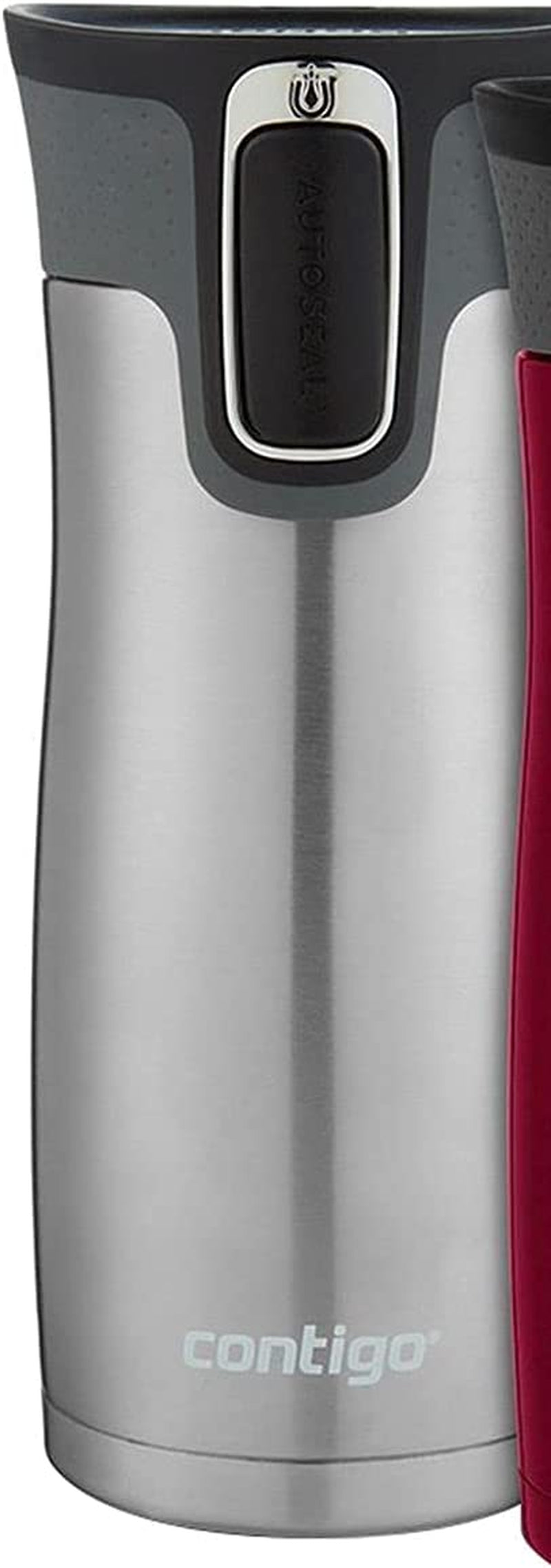 West Loop Stainless Steel Vacuum-Insulated Travel Mug with Spill-Proof Lid, Keeps Drinks Hot up to 5 Hours and Cold up to 12 Hours, 16Oz 2-Pack, Very Berry & Steel