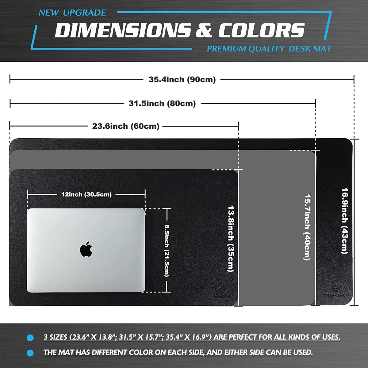 Mouse Pad, Waterproof Desk Mat for Desktop, Leather Desk Pad for Keyboard and Mouse, Desk Pad Protector for Office and Home (Black, 31.5" X 15.7")