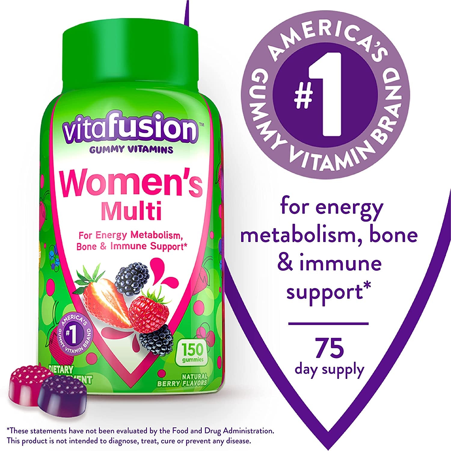 Womens Multivitamin Gummies, Berry Flavored Daily Vitamins for Women with Vitamins A, C, D, E, B-6 and B-12, America’S Number 1 Gummy Vitamin Brand, 75 Days Supply, 150 Count