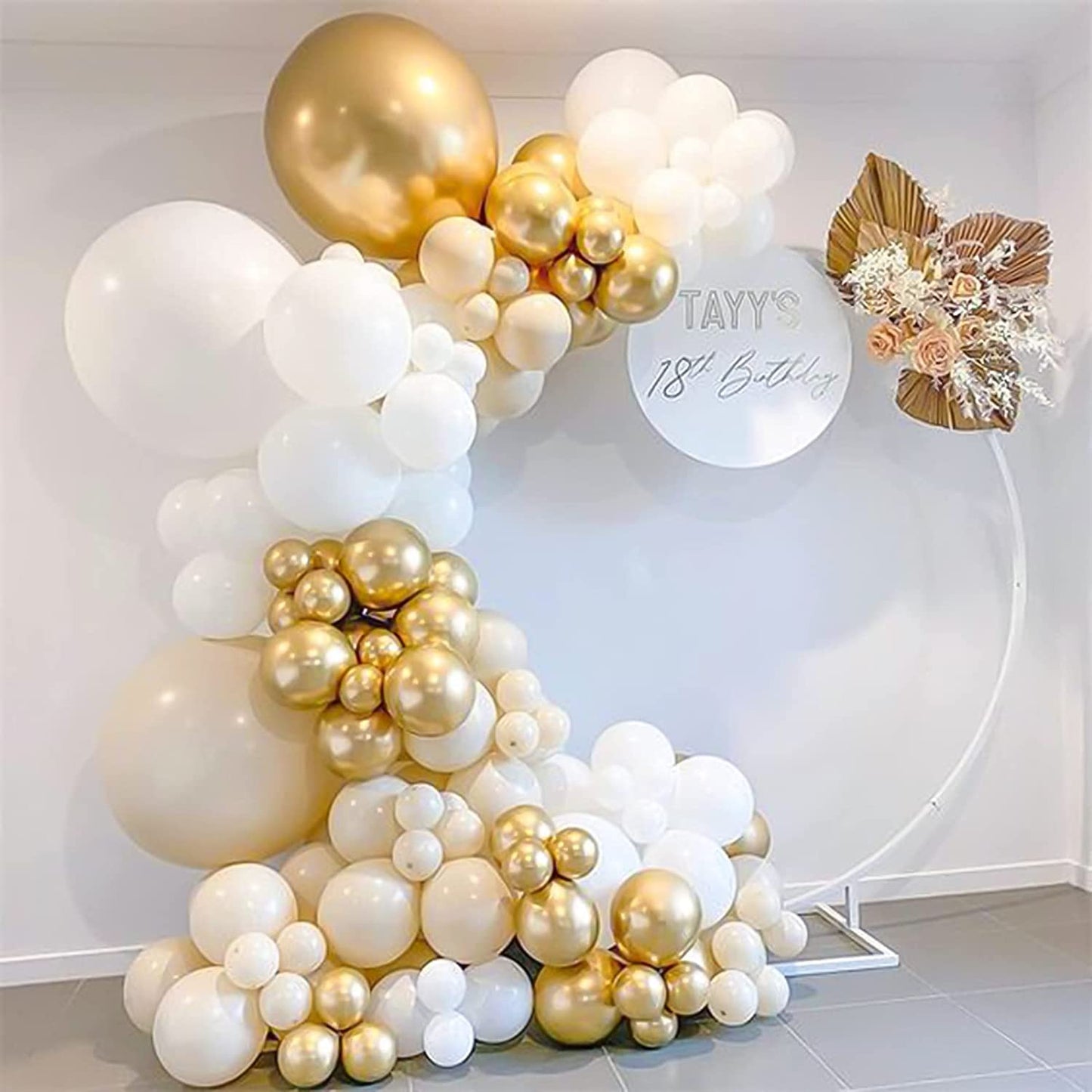 129Pcs Metallic Gold Balloons Latex Balloons Different Sizes 18 12 10 5 Inch Party Balloon Kit for Birthday Party Graduation Baby Shower Wedding Holiday Balloon Decoration