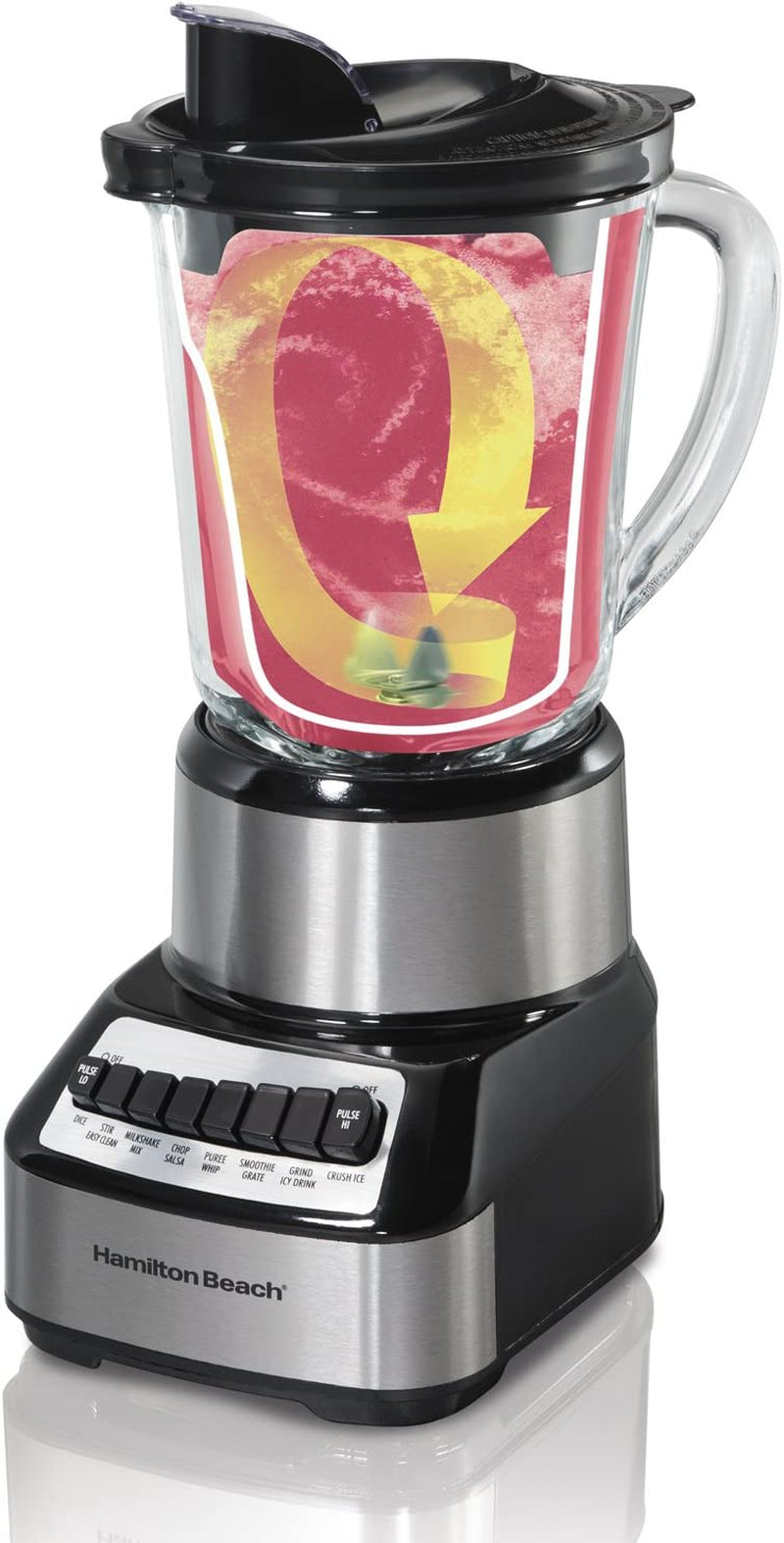 Wave Crusher Blender with 40 Oz Glass Jar and 14 Functions for Puree, Ice Crush, Shakes and Smoothies, Stainless Steel (54221)