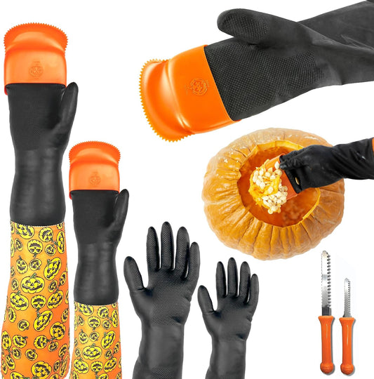 Pumpkin Scraper Glove – as Seen on Shark Tank - Mess Free and Fun Pumpkin Carving Kit – Carve and Clean Jack-O-Lantern Guts with Ease and Zero Mess on Your Hands!