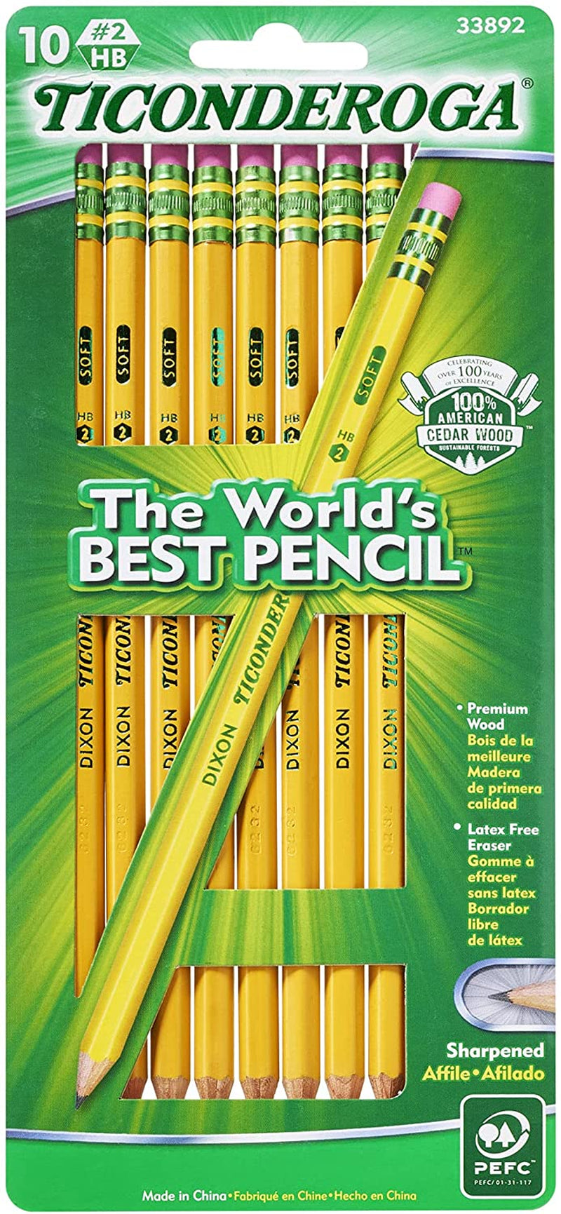 Wood-Cased Pencils, Pre-Sharpened, 2 HB Soft, Yellow, 10 Count (Pack of 6, 60 Count Total)