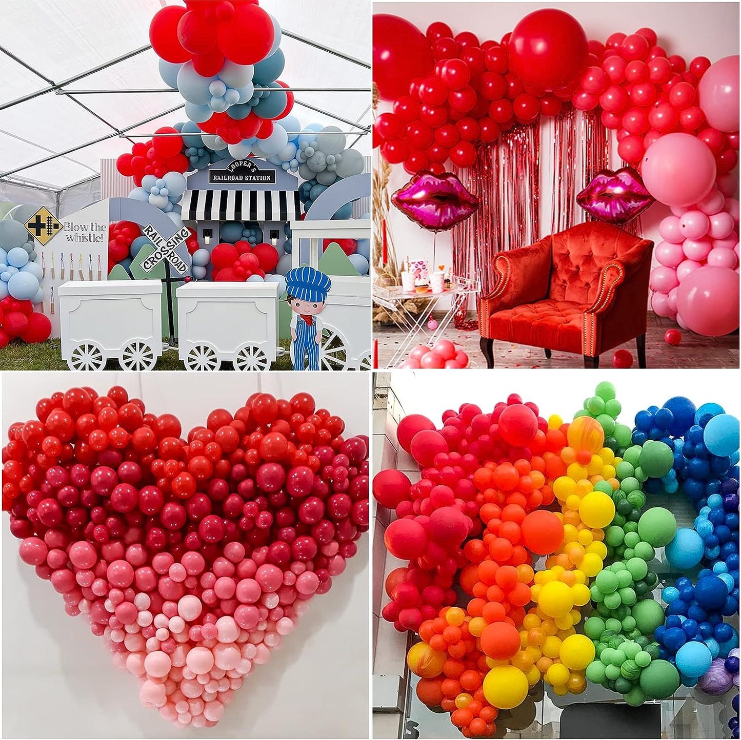 129Pcs Red Balloons Different Sizes 18 12 10 5 Inch for Garland Arch, Premium Red Latex Balloons for Birthday Party Wedding Valentine'S Day Baby Shower Party Decoration