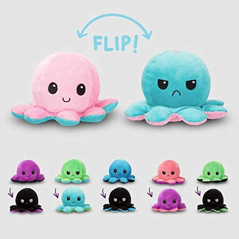 - the Original Reversible Octopus Plushie - Red + Yellow - Cute Sensory Fidget Stuffed Animals That Show Your Mood