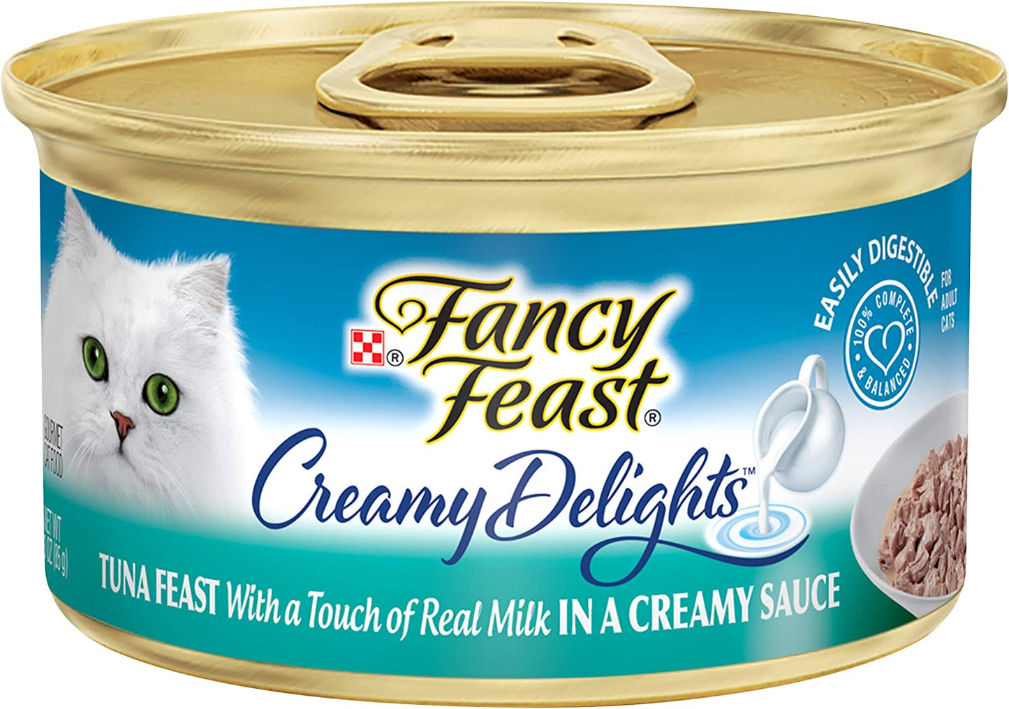 Wet Cat Food, Creamy Delights Tuna Feast in a Creamy Sauce - (24) 3 Oz. Cans