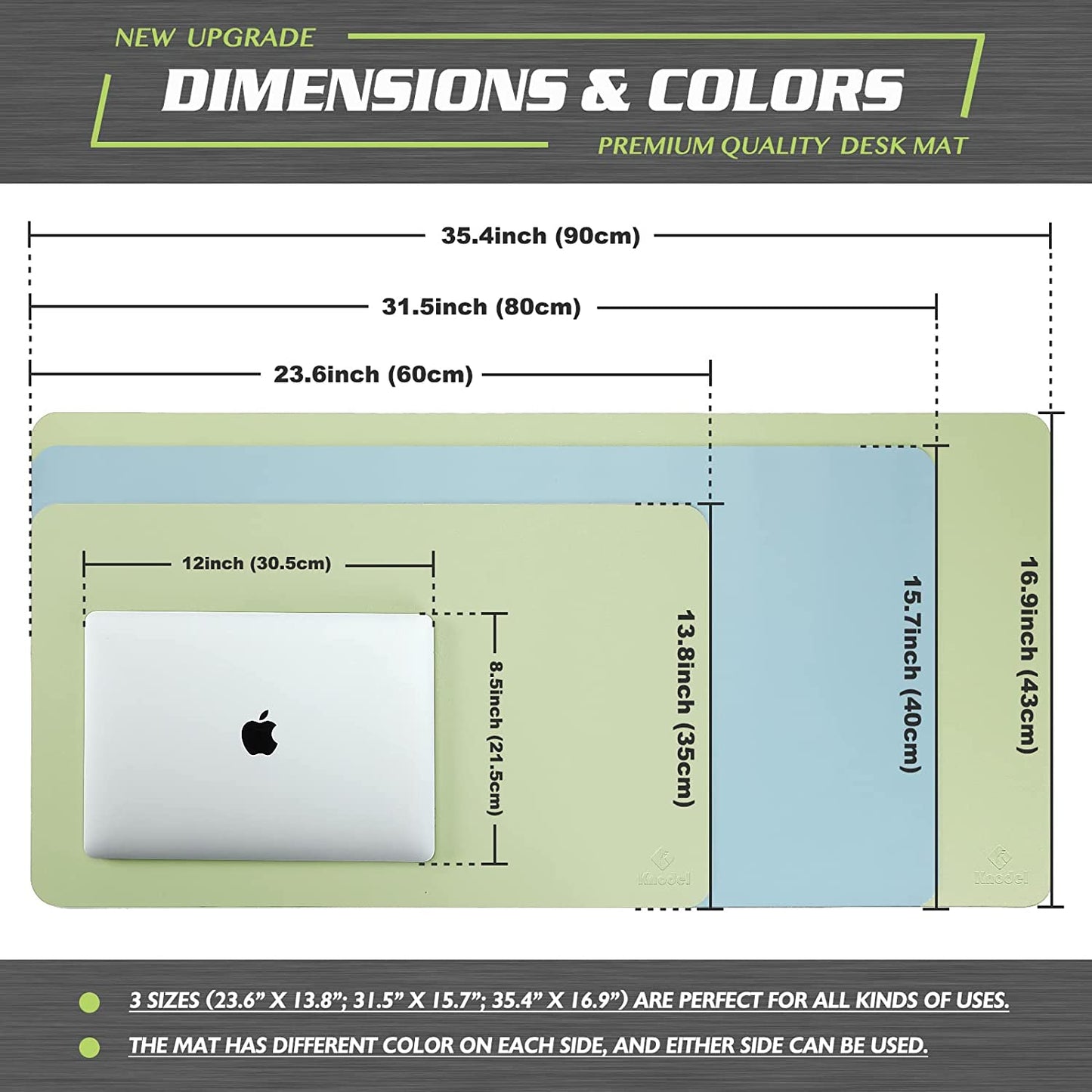 Waterproof Leather Mouse Mat/Pad Protector for Desktop, Keyboard and Mouse, Office and Home (Light Green, 31.5" X 15.7")