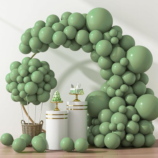 129Pcs Sage Green Balloons Different Sizes 18 12 10 5 Inches Vintage Green Latex Balloon Garland Arch for Masquerade Party Decorations Birthday Baby Shower Wedding Party Supplies