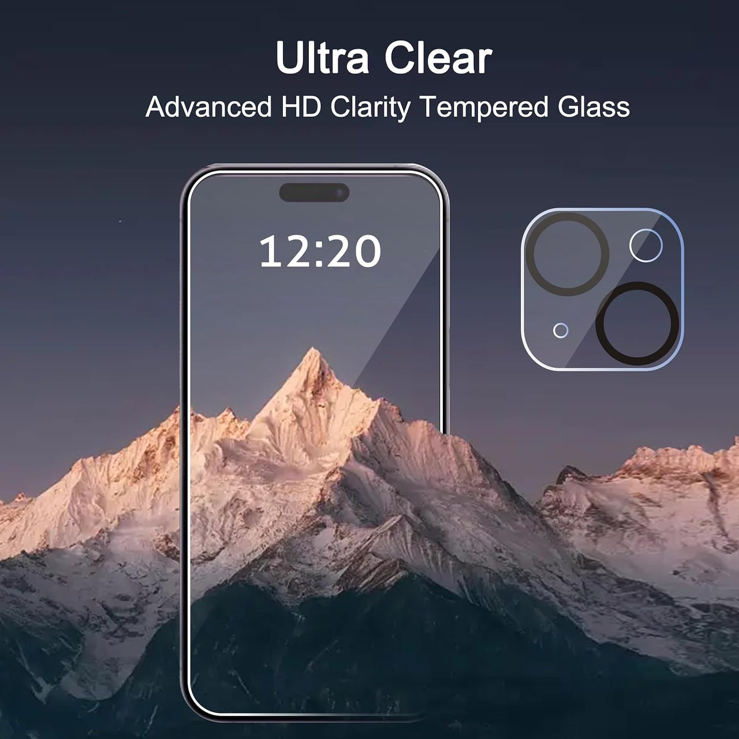 3 Pack Screen Protector for Iphone 15 plus [6.7 Inch] + 3 Pack Camera Lens Protector with Installation Frame,Case Friendly Tempered Glass Film,[9H Hardness] - HD[6 Pack]