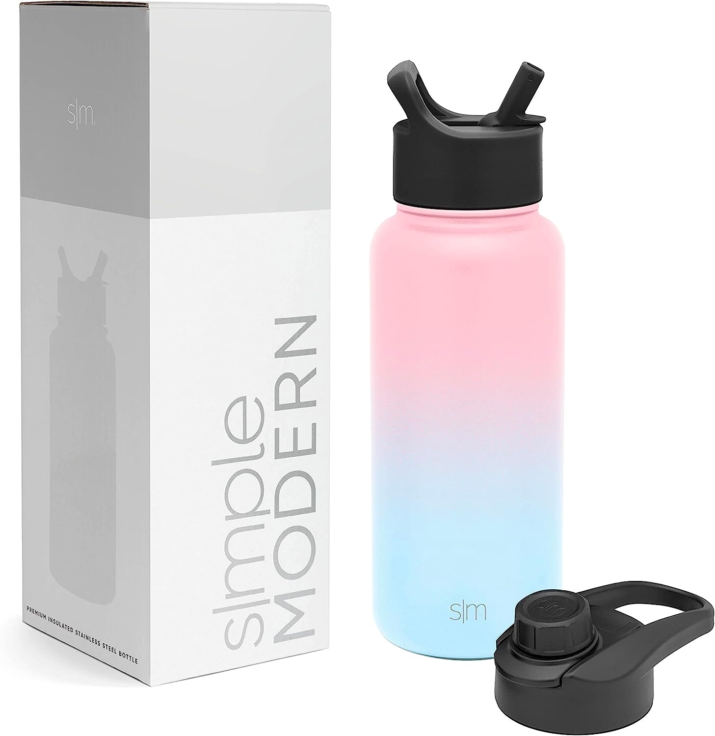 Water Bottle with Straw and Chug Lid Vacuum Insulated Stainless Steel Metal Thermos Bottles | Reusable Leak Proof Bpa-Free Flask for Gym, Sports| Summit Collection | 32Oz, Sweet Taffy
