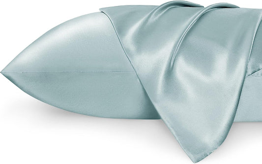Satin Pillowcase Standard Set of 2 - Ether Silky Pillow Cases for Hair and Skin 20X26 Inches, Pillow Covers with Envelope Closure, Similar to Silk Pillow Cases, Gifts for Women Men