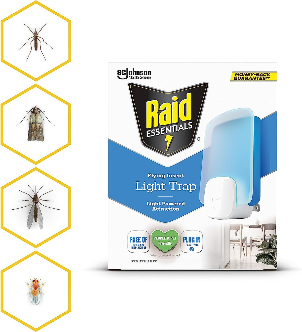 Essentials Flying Insect Light Trap Refills, 2 Light Trap Cartridges, Featuring Light Powered Attraction