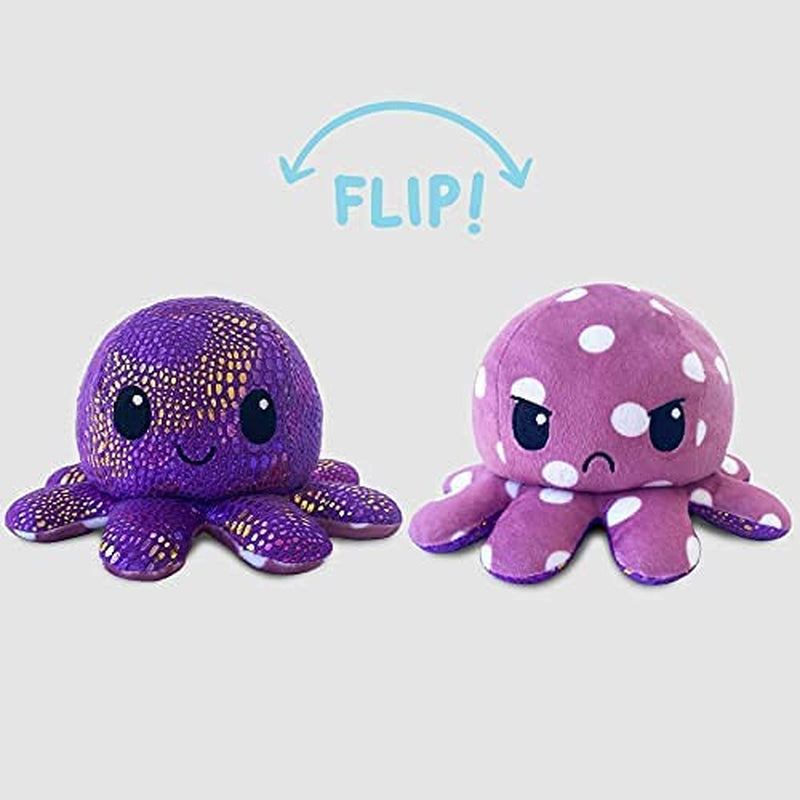 - the Original Reversible Octopus Plushie - Purple Polka Dot + Shimmer - Cute Sensory Fidget Stuffed Animals That Show Your Mood