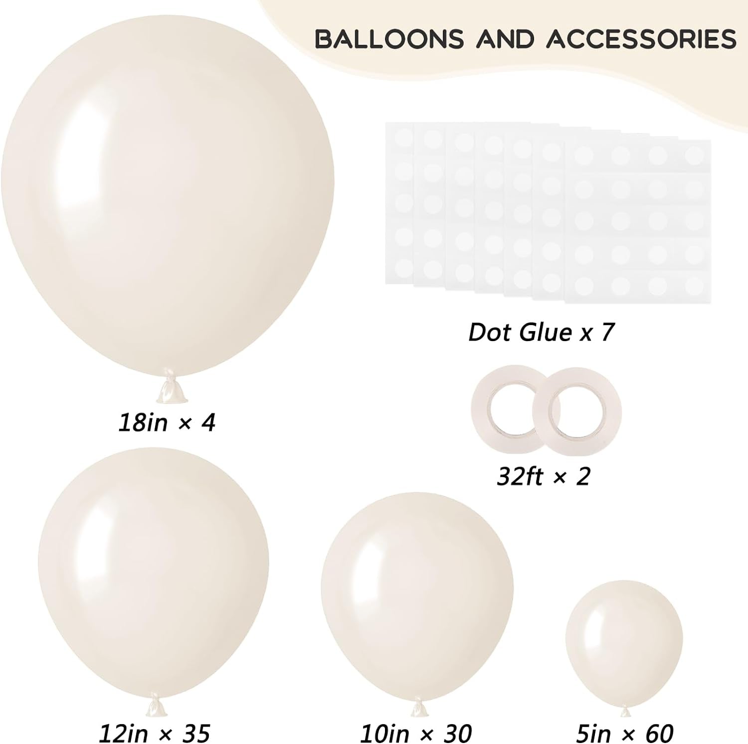 129Pcs Ivory White Balloons Different Sizes 18 12 10 5 Inch Latex Balloon Garland Arch for Party Decoration Birthday Gender Reveal Wedding Anniversary Baby Shower Party Supplies