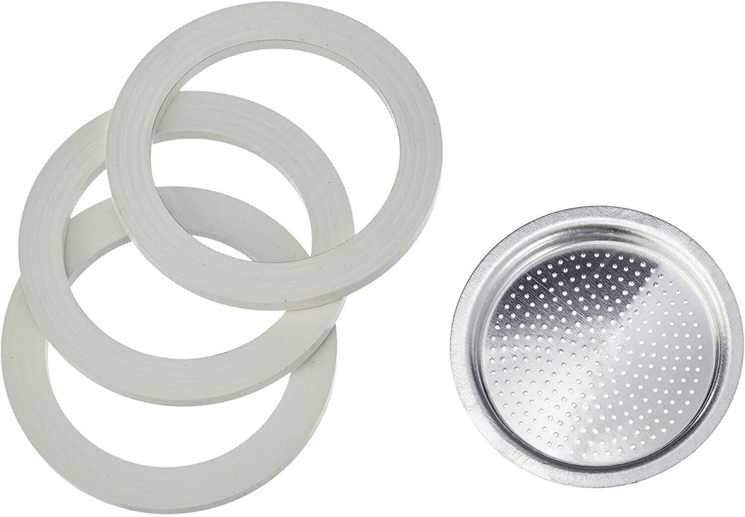 3 Gaskets (Rubber Rings) 1 Filter Plate Replacement for Moka 3 + 4 Cups