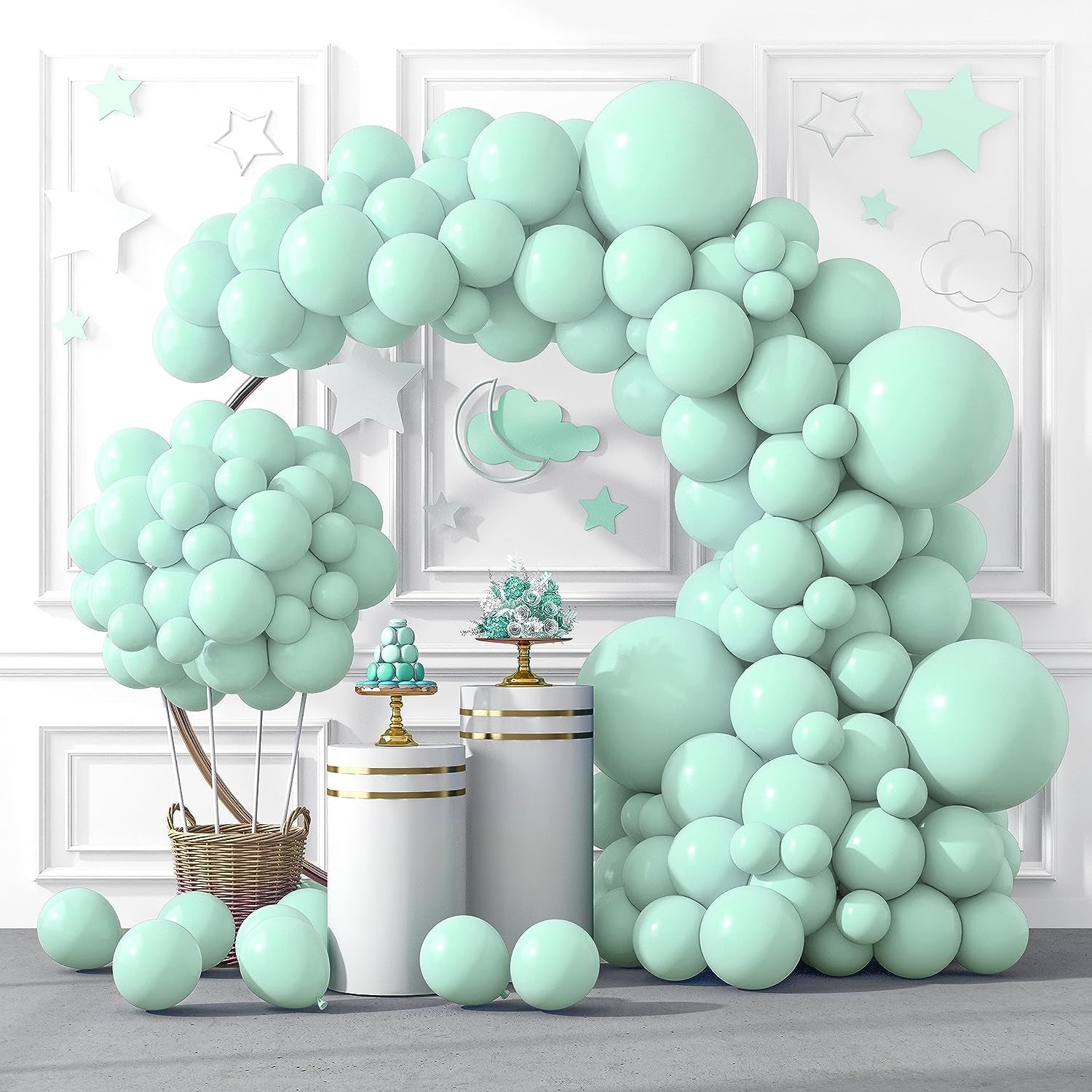 129Pcs Makani Blue Balloons Different Sizes 18 12 10 5 Inch for Garland Arch, Light Blue Balloons for Birthday Baby Shower Gender Reveal Wedding Party Decoration
